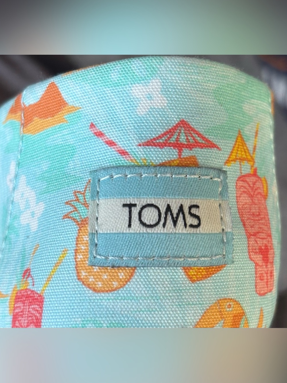 TOMS 💅 Alpargata Tropical Clearwater Blue Tiki Canvas Slip On Shoes NWT - Picture 5 of 11